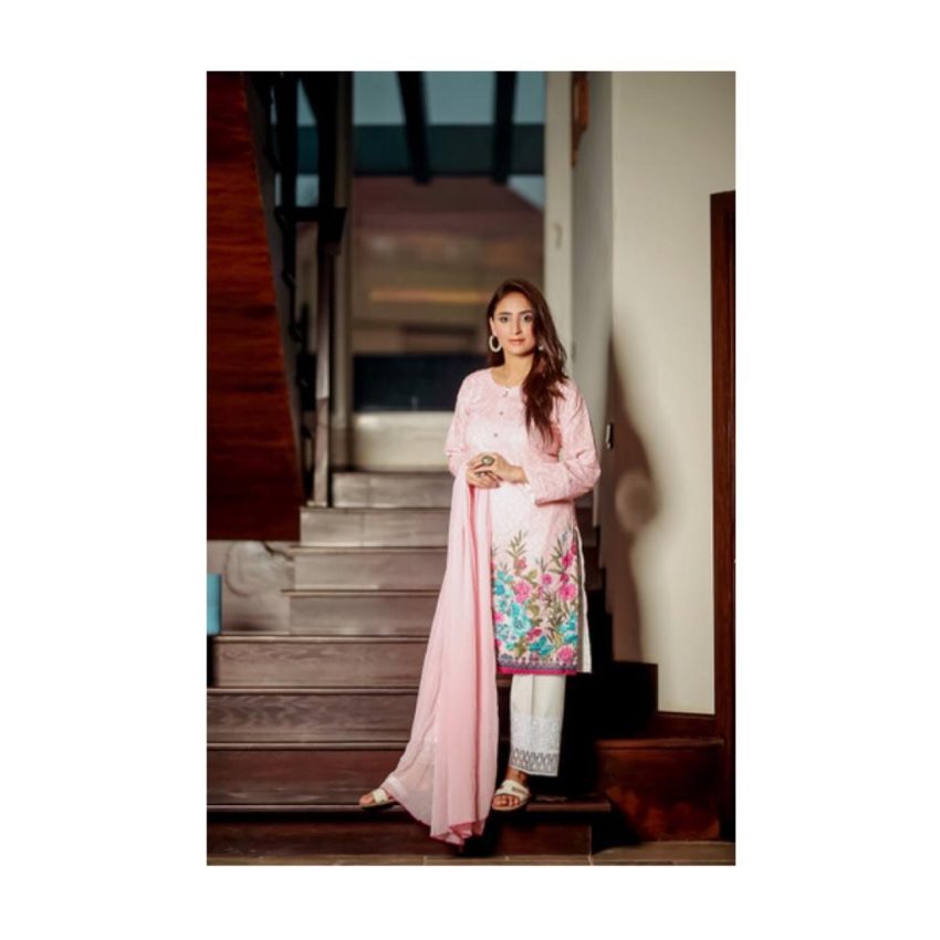 Peach Pink Multi Digital Chikankari Suit - 3Piece
