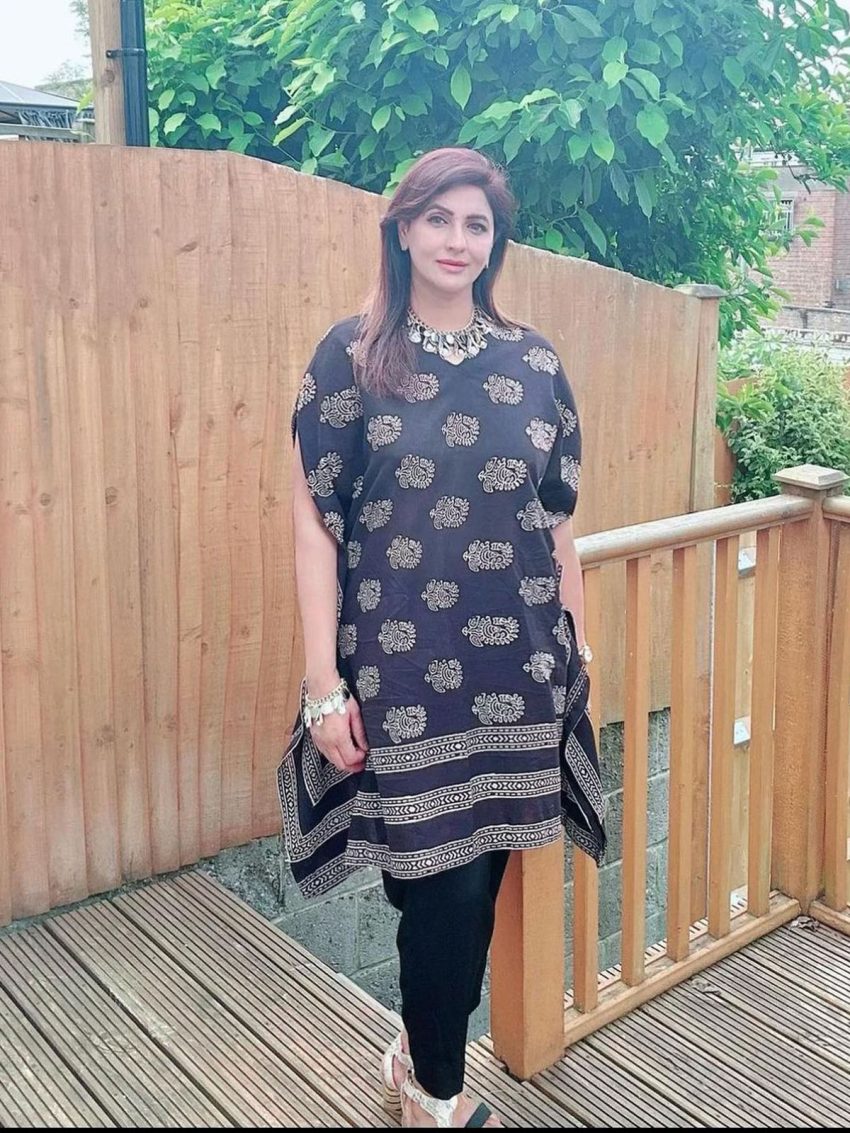 Ajrak Block Print With Different Style Cape with Trousers 3-Piece