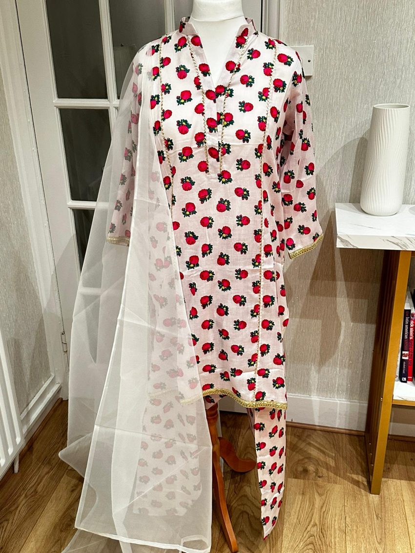 White Marina Floral Printed 3-Piece